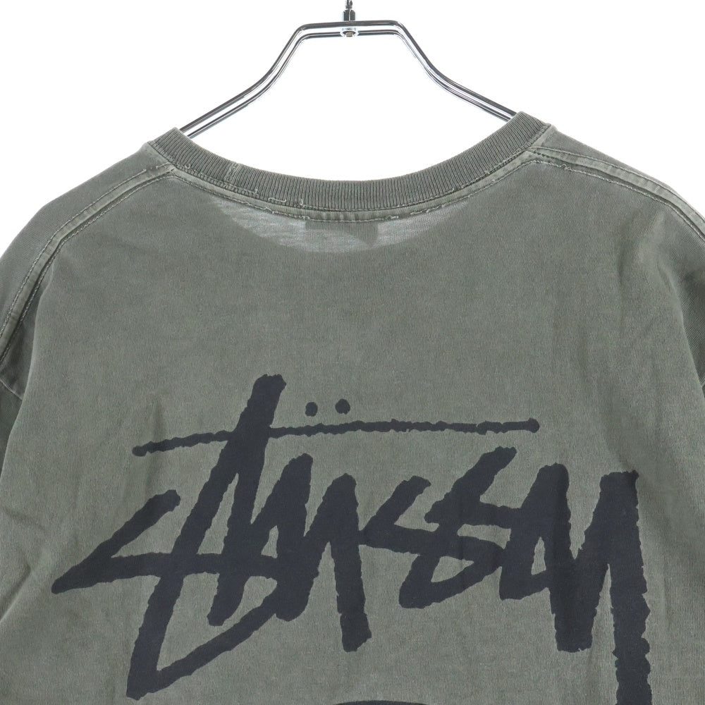 STUSSY(ステューシー) 8BALL エイトボール ロゴデザイン クルーネック カットソー 半袖Tシャツ カーキ