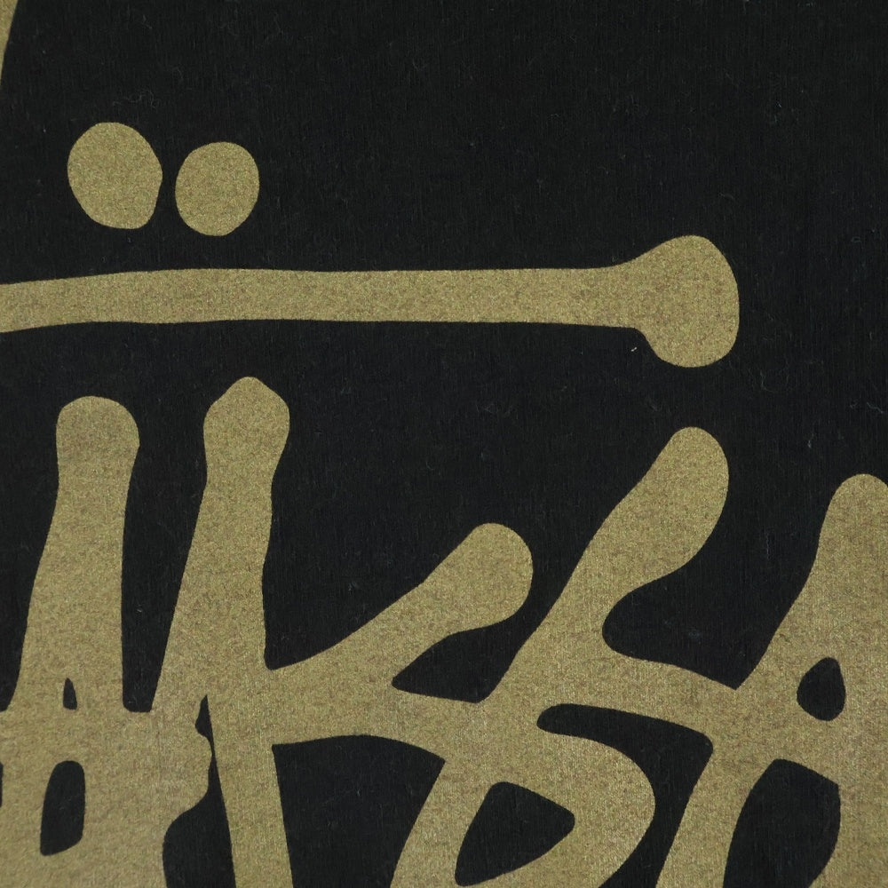 STUSSY(ステューシー) 80 フロントロゴデザイン クルーネック カットソー 半袖Tシャツ ブラック