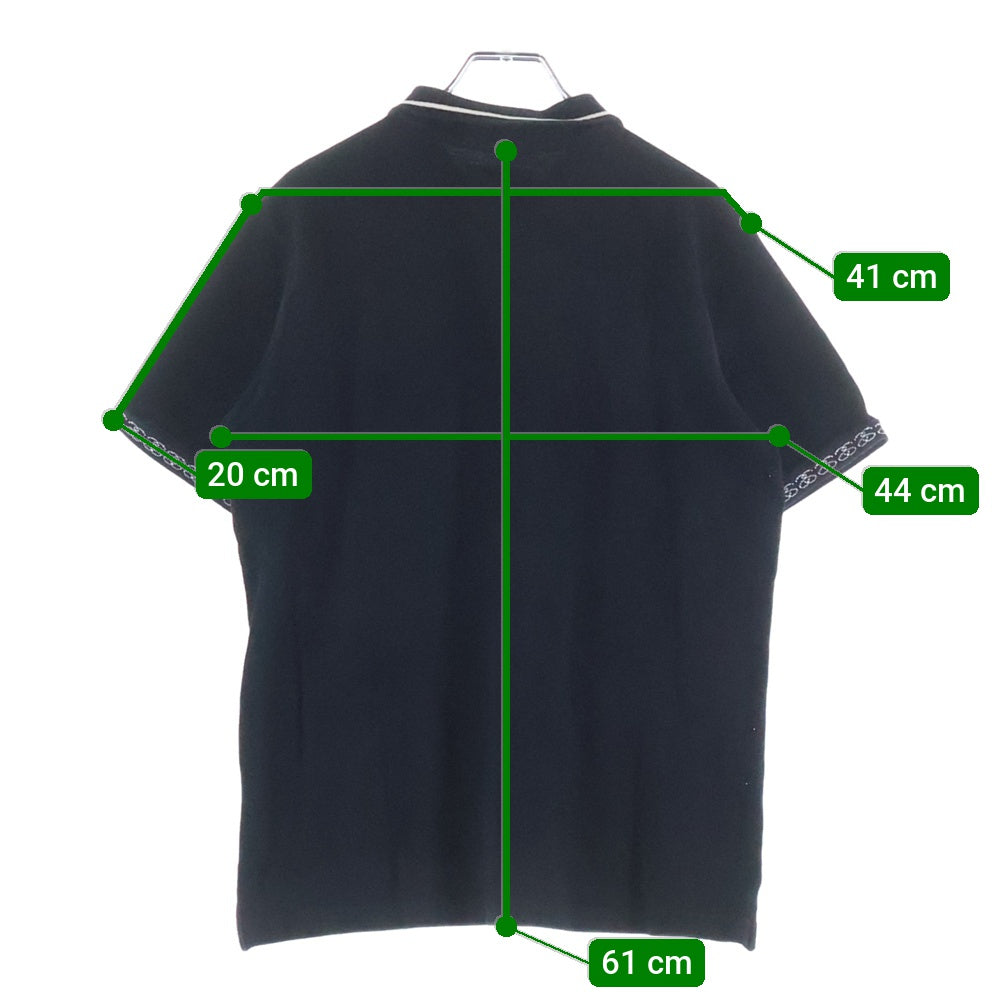 STUSSY(ステューシー) 胸エンブロイダリーデザイン アームロゴデザイン 半袖ポロシャツ ブラック