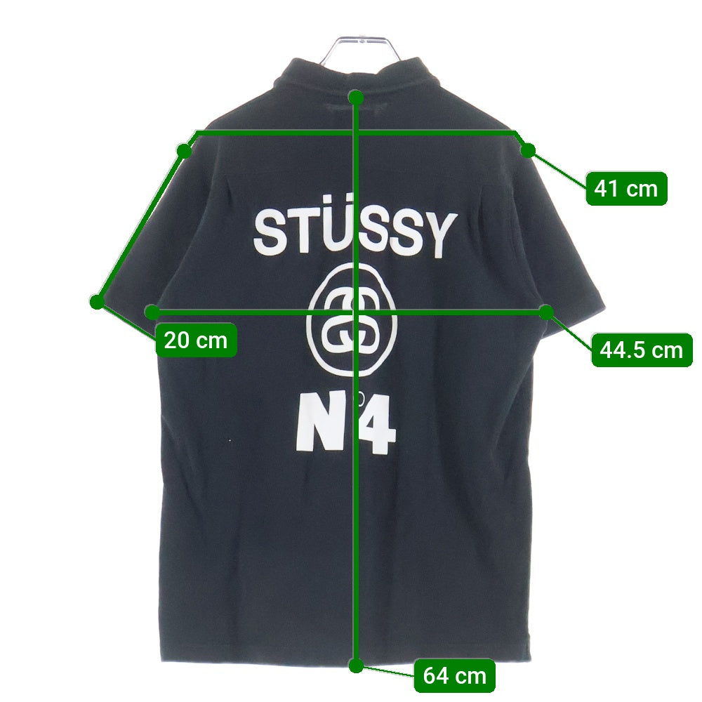 STUSSY(ステューシー) 胸ポケット フロントロゴデザイン カットソー 半袖ポロシャツ ブラック