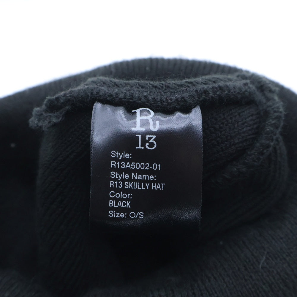 R13(アールサーティーン) R13 SKULLY HAT ロゴエンブロイダリー ビーニー ニット帽 キャップ 帽子 ブラック R13A5002-01