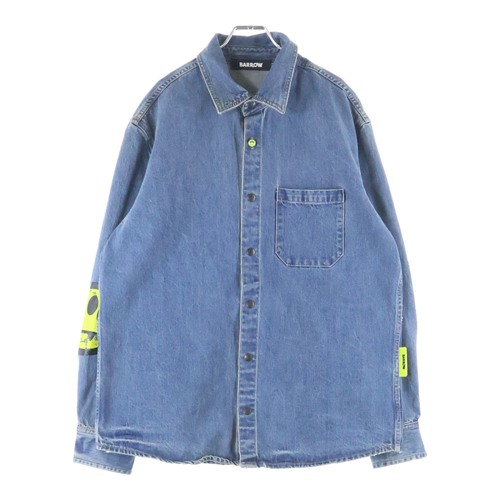 BARROW(バロウ) DENIM SHIRT ペイントデザイン 1ポケット 長袖デニムシャツ インディゴ F3BWUASI039