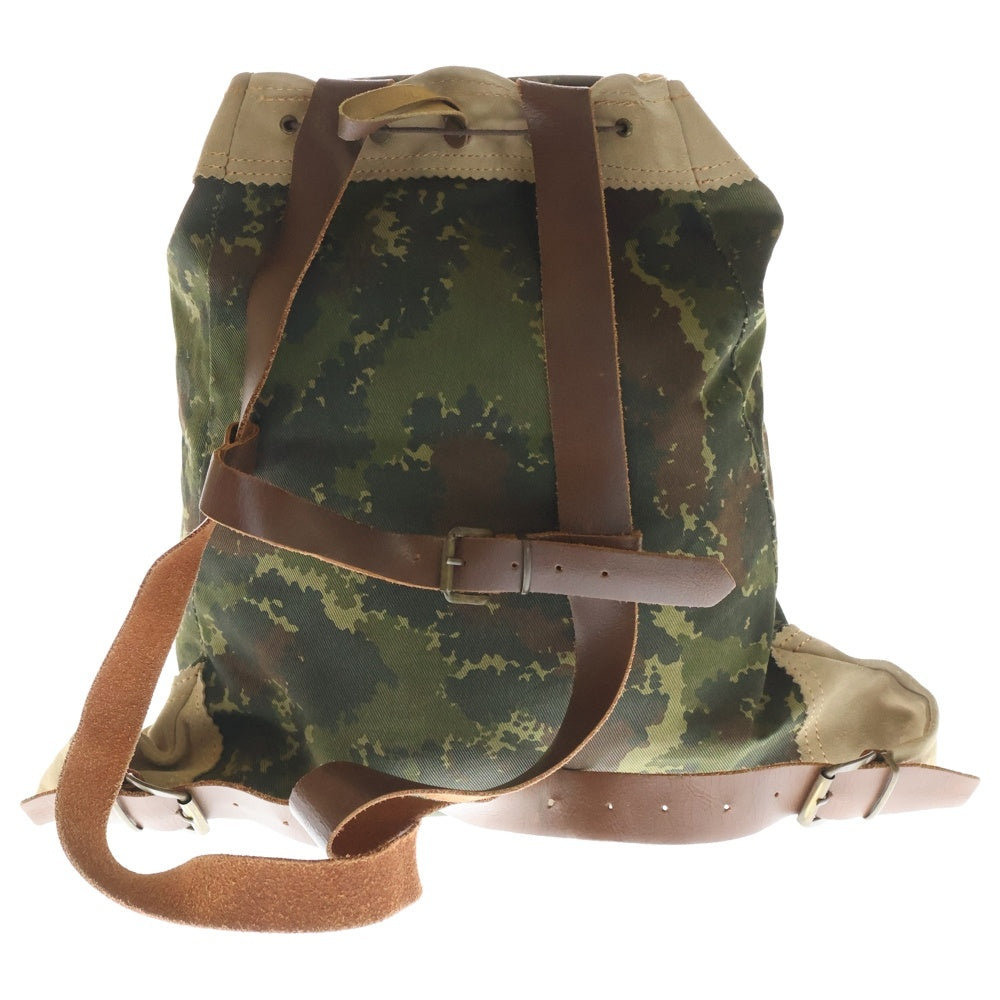 NO BRAND(ノーブランド) VENATOR (ベネター) カモフラ レザー切り替え キャンバスバックパック リュックサック カーキ