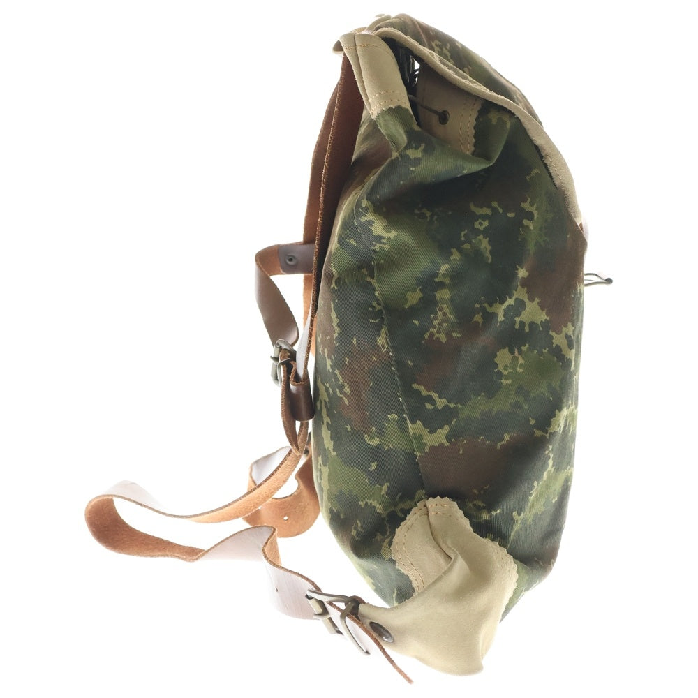 NO BRAND(ノーブランド) VENATOR (ベネター) カモフラ レザー切り替え キャンバスバックパック リュックサック カーキ