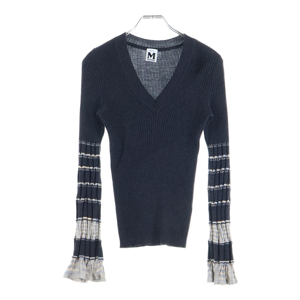 MISSONI(ミッソーニ) アーム切り替えVネックニットセーター ブラック レディース