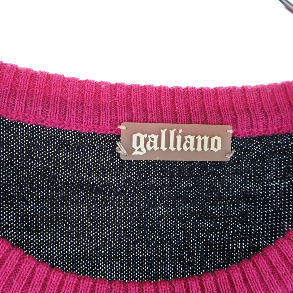 galliano(ガリアーノ) クルーネック半袖半袖ニットセーター ブラック レディース
