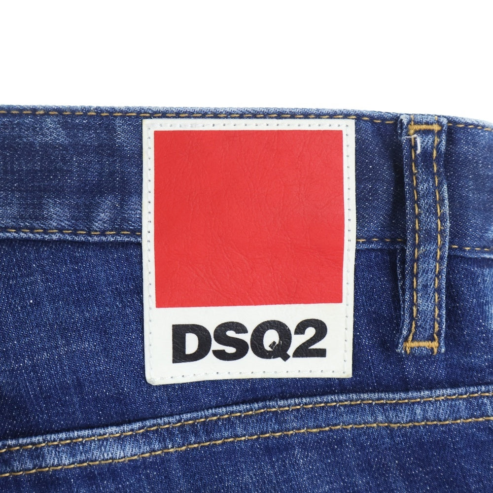 DSQUARED2(ディースクエアード) 23AW SKATER JEANS スケーター ボタンフライ ペイント加工 デニムパンツ インディゴブルー S74LB1331