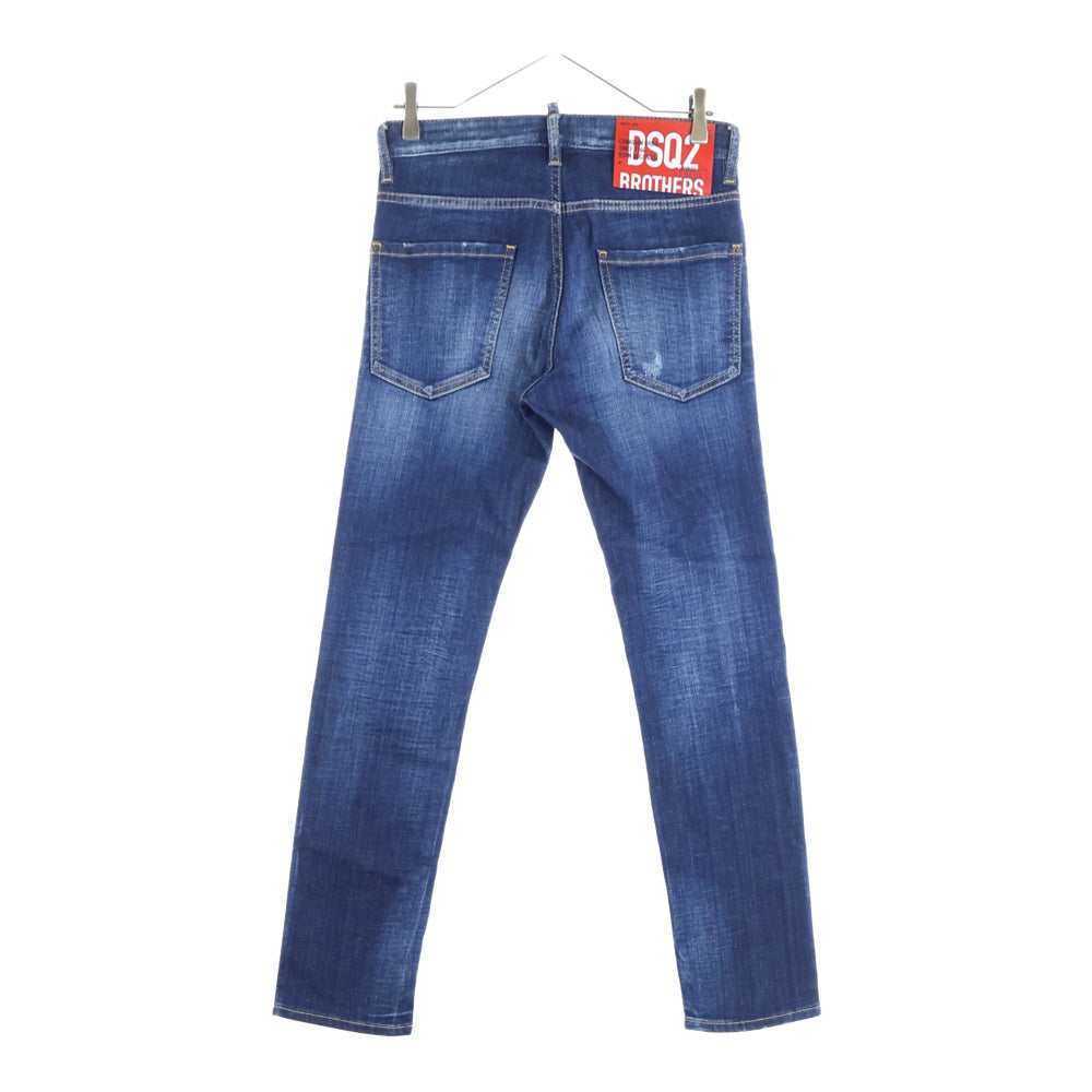 DSQUARED2(ディースクエアード) 22SS ロゴ パッチ ボタンフライ デニムパンツ インディゴブルー S74LB1026