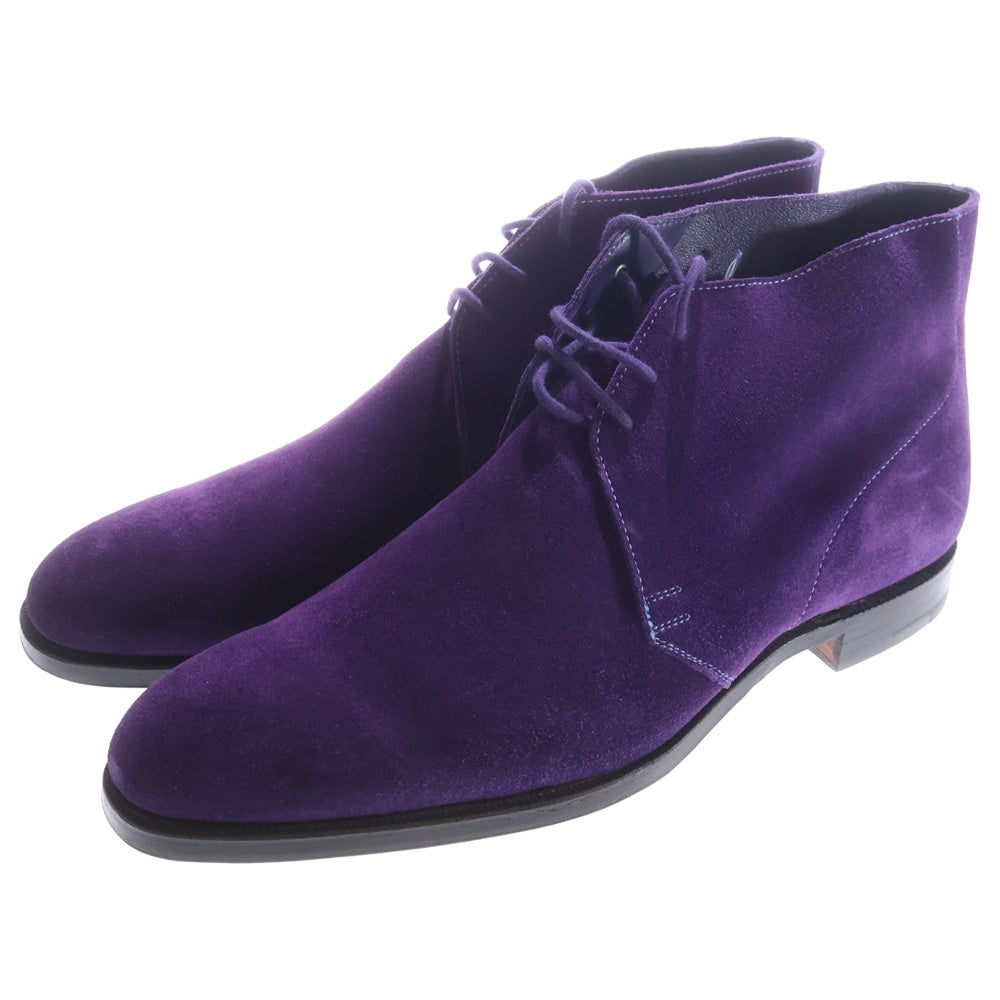 Crockett&Jones(クロケットアンドジョーンズ) スウェードレザー レースアップ チャッカブーツ パープル 8489
