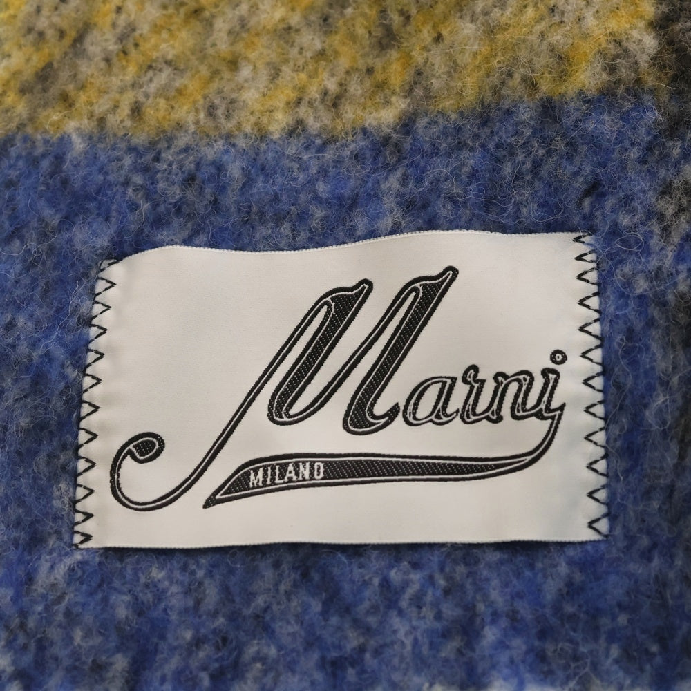 MARNI(マルニ) 22AW チェック柄 ロゴラベル アルパカマフラー ストール ブルー/イエロー SCMC0090Y0