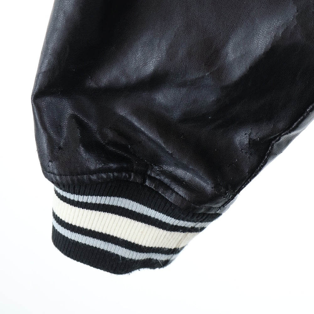 NO BRAND(ノーブランド) JEANS FACTORY CLOTHERS (ジーンズファクトリークローズ) レーヨン混 フロント刺繍 スタジアムジャンパー スタジャン ブラック JFC-224-090