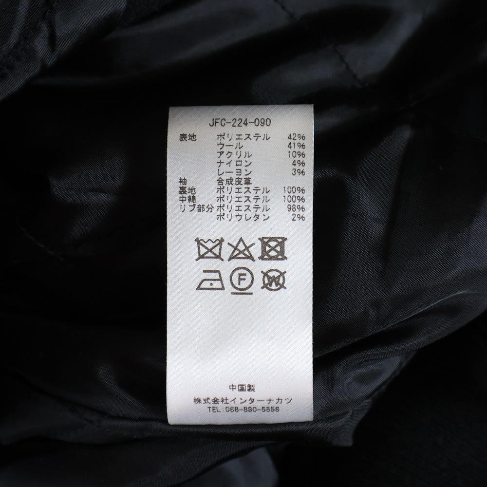 NO BRAND(ノーブランド) JEANS FACTORY CLOTHERS (ジーンズファクトリークローズ) レーヨン混 フロント刺繍 スタジアムジャンパー スタジャン ブラック JFC-224-090
