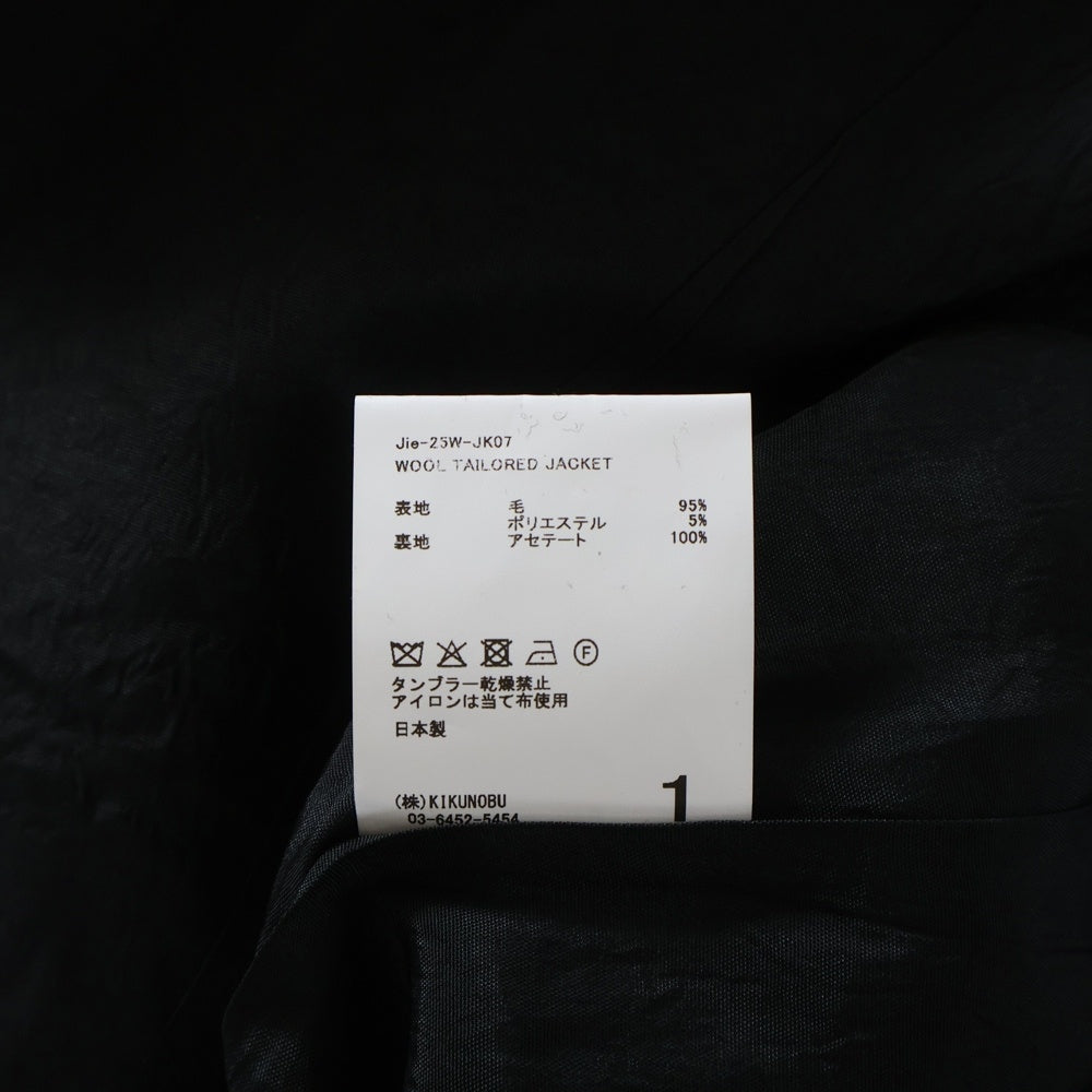 Jieda(ジエダ) 25AW WOOL TAILORED JACKET ウール ストライプ柄 テーラードジャケット ブラック JIE-25W-JK07
