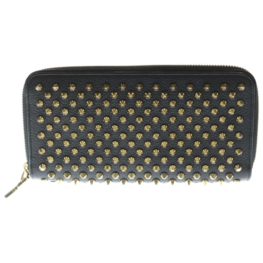 CHRISTIAN LOUBOUTIN(クリスチャンルブタン) PANETTONE WALLET パネトーネ スパイクスタッズ ラウンドファスナー レザーロングウォレット 長財布 ブラック/ゴールド 3135058