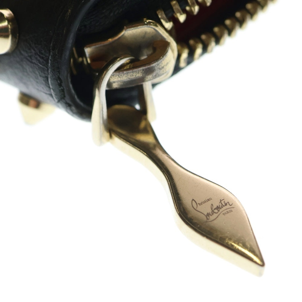 CHRISTIAN LOUBOUTIN(クリスチャンルブタン) PANETTONE WALLET パネトーネ スパイクスタッズ ラウンドファスナー レザーロングウォレット 長財布 ブラック/ゴールド 3135058