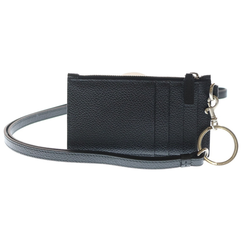 BALENCIAGA(バレンシアガ) フロントロゴデザイン ストラップ付 レザー カードケース 財布 ブラック 594548 1069 0 1317