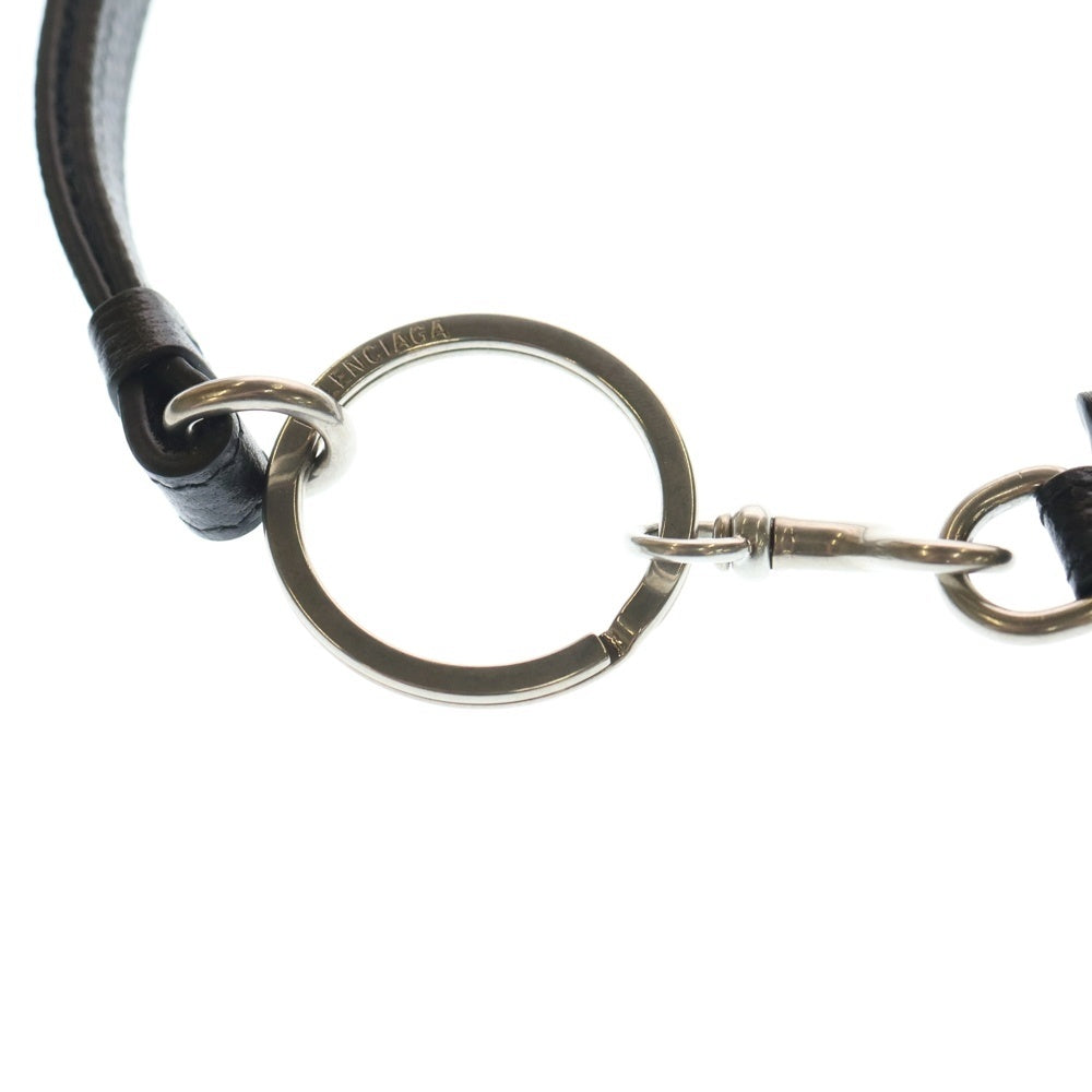 BALENCIAGA(バレンシアガ) フロントロゴデザイン ストラップ付 レザー カードケース 財布 ブラック 594548 1069 0 1317