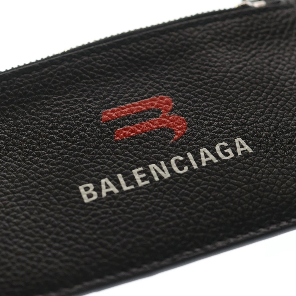 BALENCIAGA(バレンシアガ) フロントロゴデザイン ストラップ付 レザー カードケース 財布 ブラック 594548 1069 0 1317