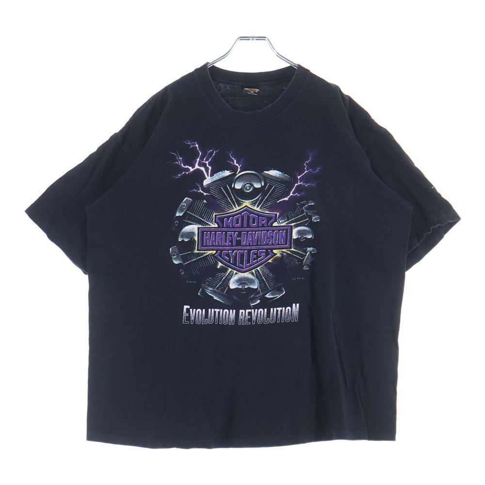 HARLEY DAVIDSON(ハーレーダビッドソン) 90S 両面ロゴプリントデザイン クルーネック カットソー 半袖Tシャツ ブラック
