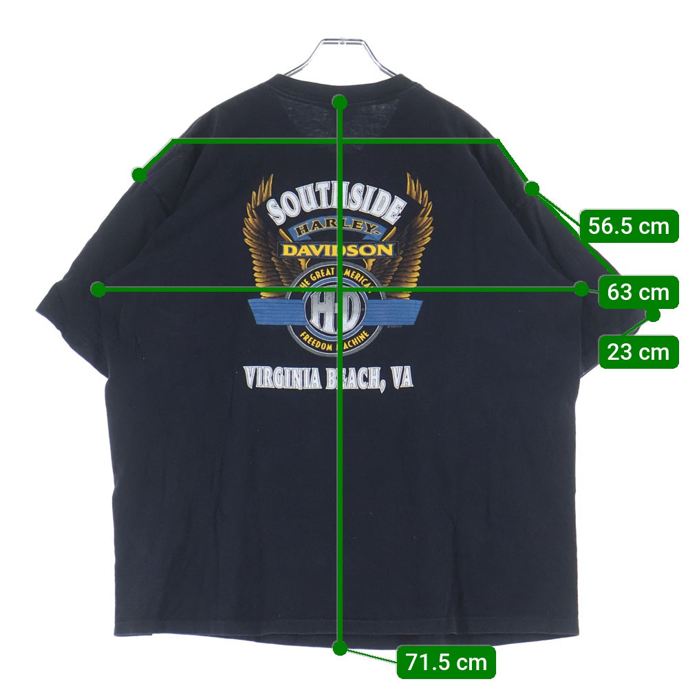 HARLEY DAVIDSON(ハーレーダビッドソン) 90S 両面ロゴプリントデザイン クルーネック カットソー 半袖Tシャツ ブラック