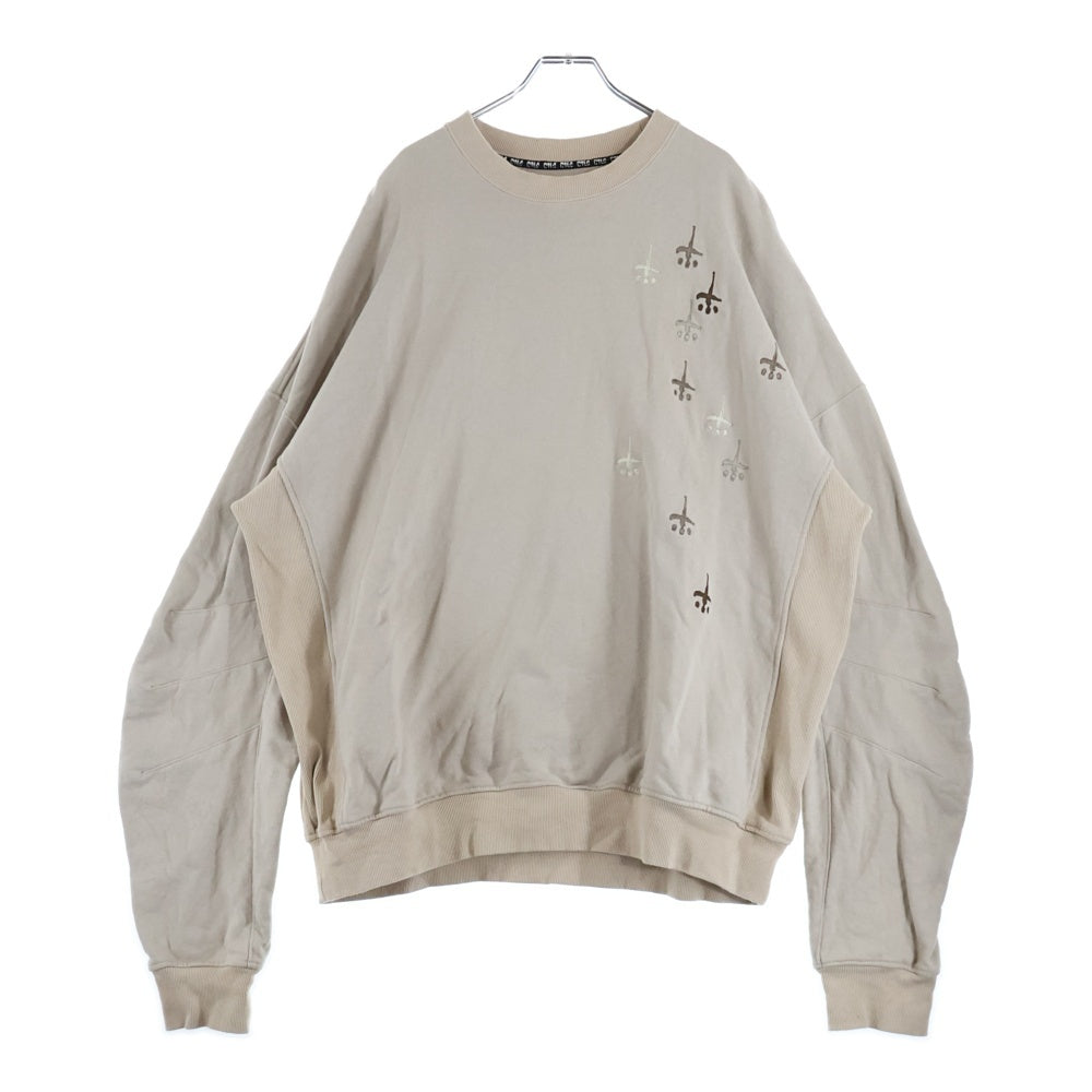 cvtvlist(カタリスト) ROYAL FRASH別注 エンブロイダリーデザイン クルーネック スウェット セーター ベージュ 240103RF01