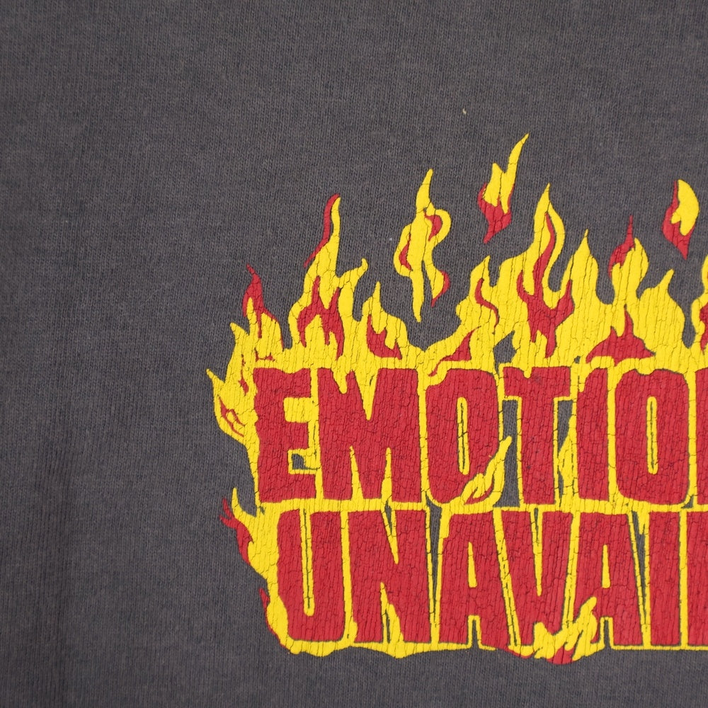 Emotionally Unavailable(エモーショナリー アンアヴェイラブル) HEARTS ON FIRE TEE ハート オン ファイヤー クルーネック カットソー 半袖Tシャツ ブラック EU-S22-0000-039