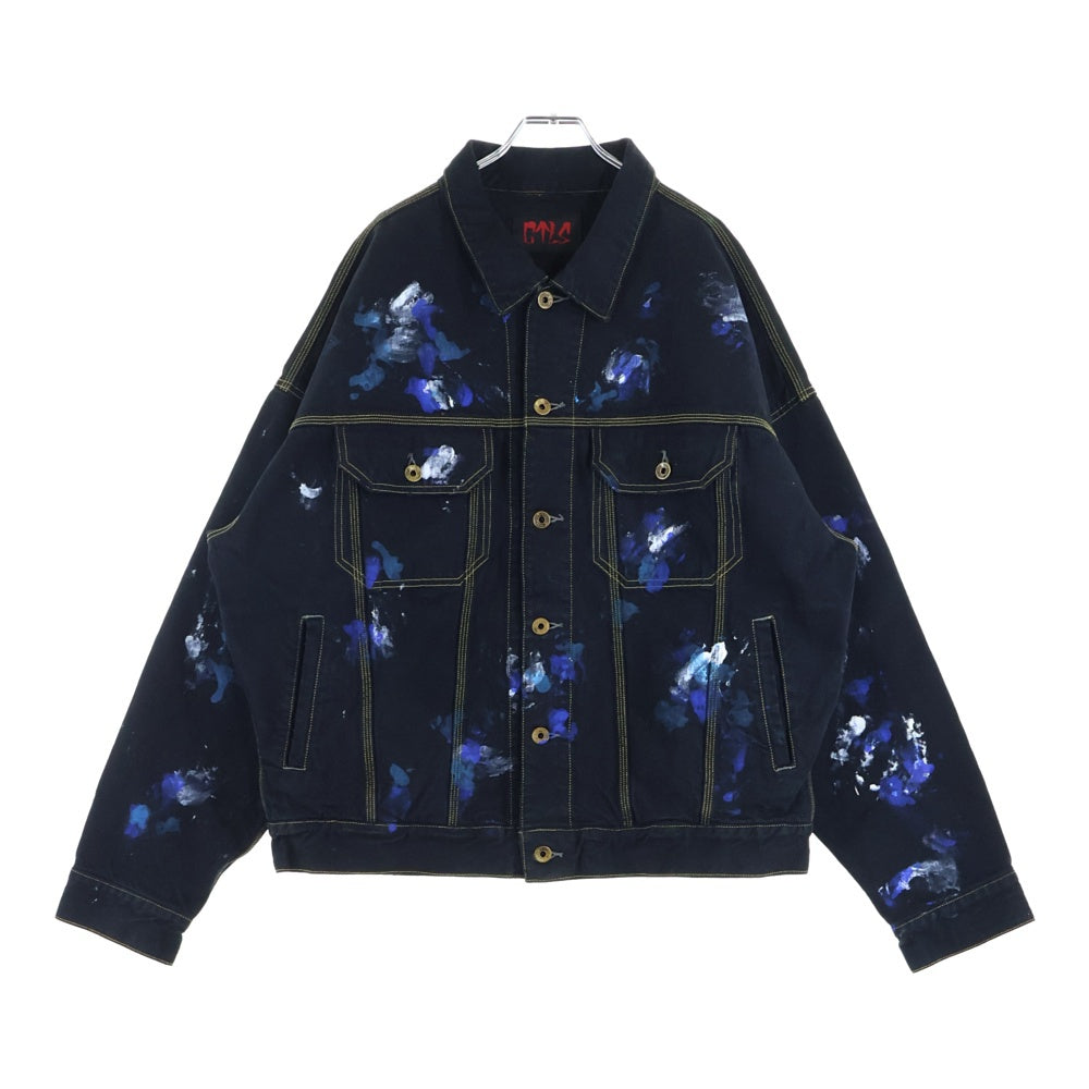 cvtvlist(カタリスト) マルチポケット ペインテッドデザイン デニムジャケット ブラック 2201030104