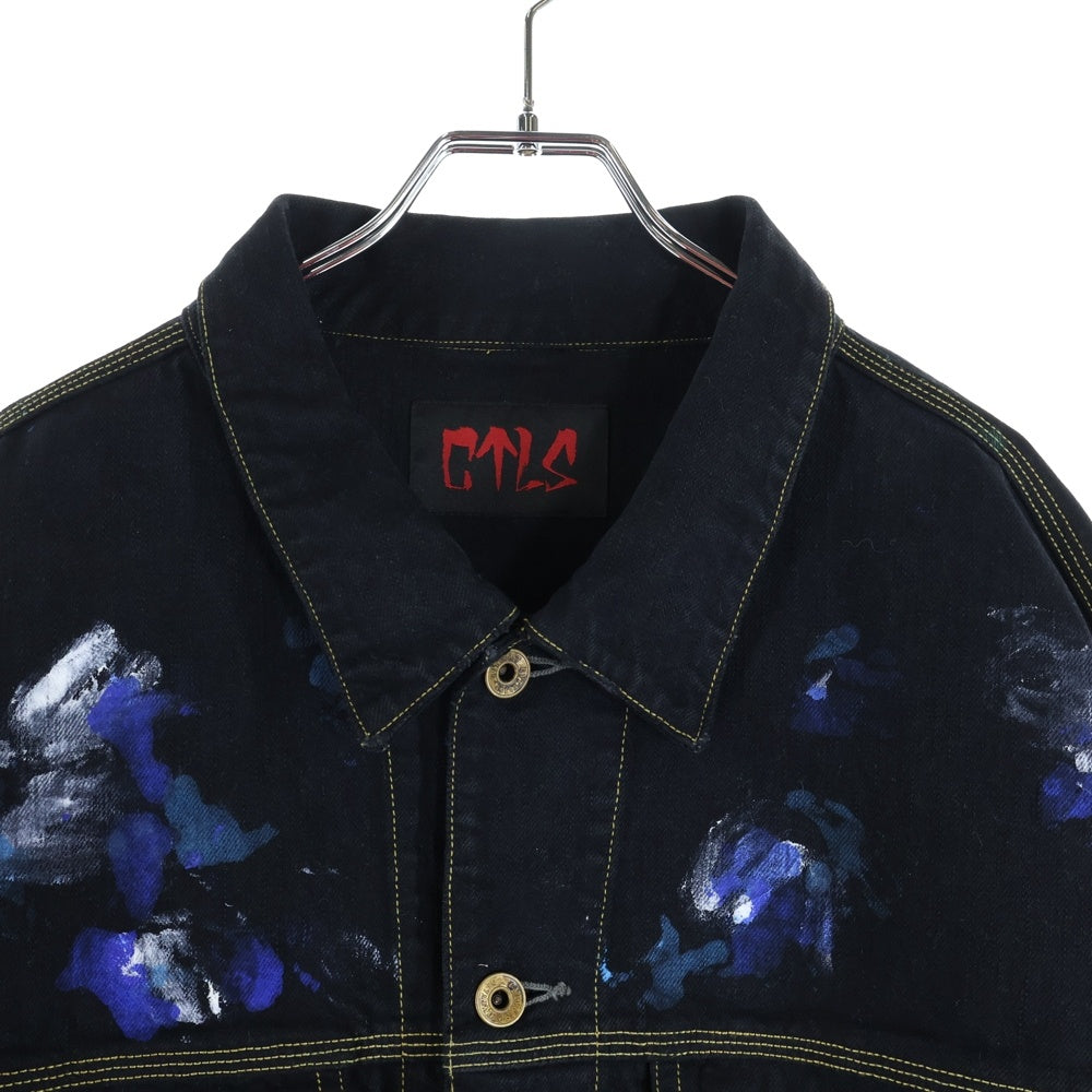 cvtvlist(カタリスト) マルチポケット ペインテッドデザイン デニムジャケット ブラック 2201030104