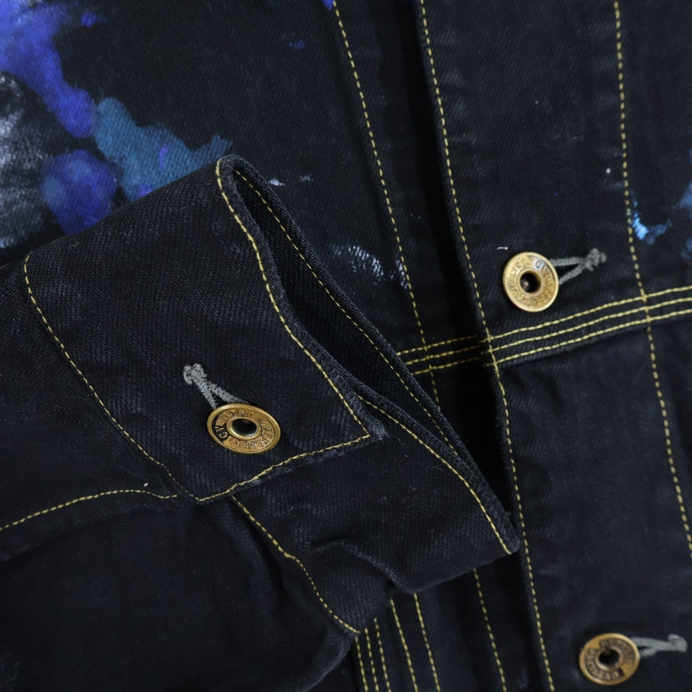 cvtvlist(カタリスト) マルチポケット ペインテッドデザイン デニムジャケット ブラック 2201030104