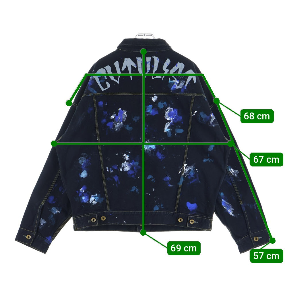 cvtvlist(カタリスト) マルチポケット ペインテッドデザイン デニムジャケット ブラック 2201030104