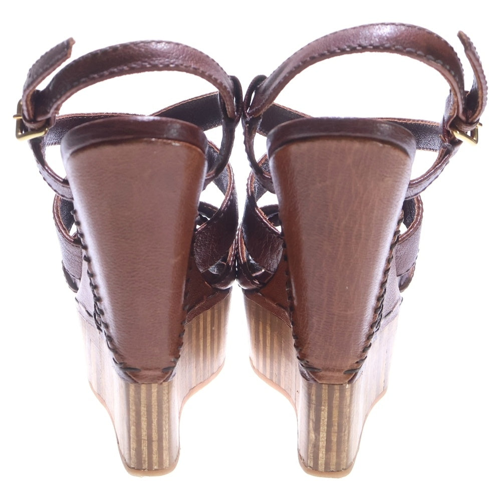 miumiu(ミュウミュウ) ウェッジソールレザーストラップサンダル ヒール レディース ブラウン