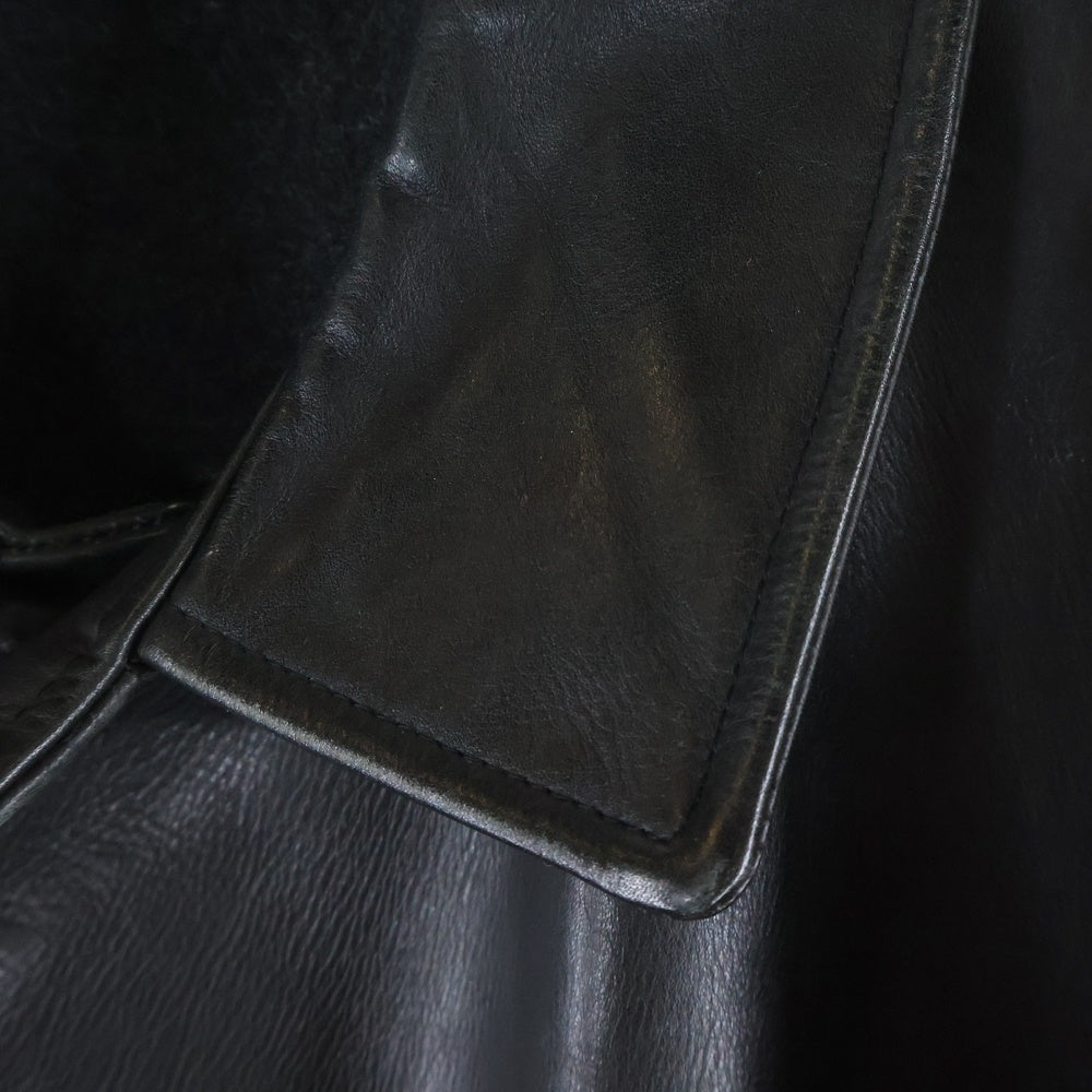 POLO RALPH LAUREN(ポロラルフローレン) 90S VINTAGE LEATHER CAR COAT ヴィンテージ アクリルウールライナー レザーカーコート ブラック