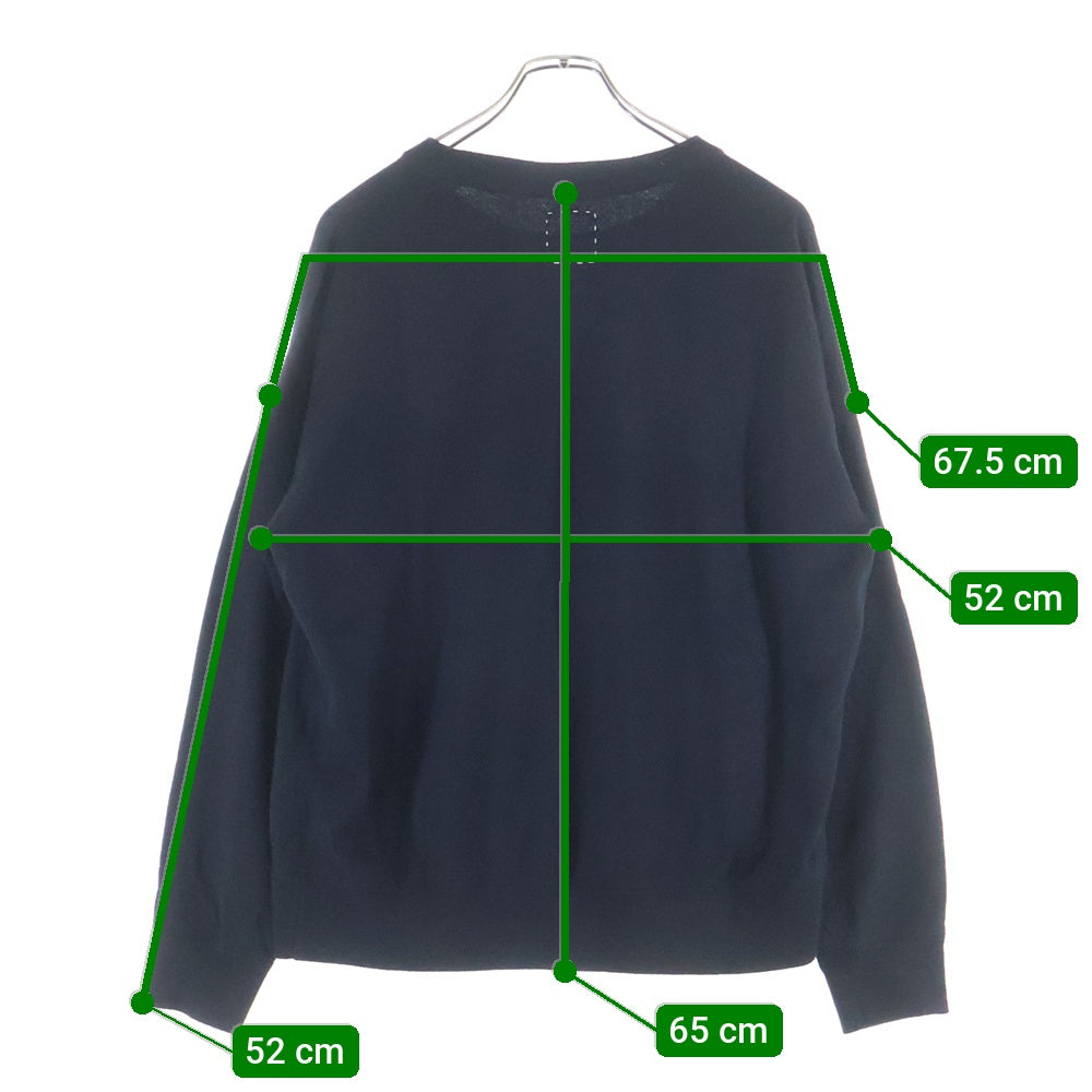 VISVIM(ヴィスヴィム) 25SS JUMBO SB SWEAT L/S SUPERFINE Vガゼット クルーネック ジャンボスウェット トレーナー ブラック 0125105010009