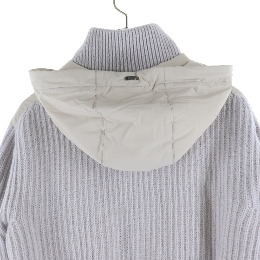 HERNO(ヘルノ) ピュアウール ローゲージ ナイロン ストレッチ 切り替えフーデッド ハイブリット ナイロンジャケット ベージュ MC00026UR-70146-1310