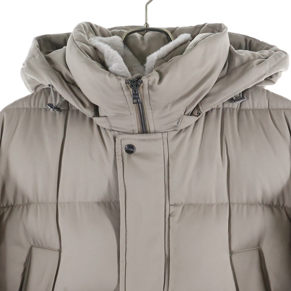 HERNO(ヘルノ) アレンデール フラップポケット ファー付き フーデッド ジップアップ ダウンジャケット ベージュ PI001078U-12414-2720