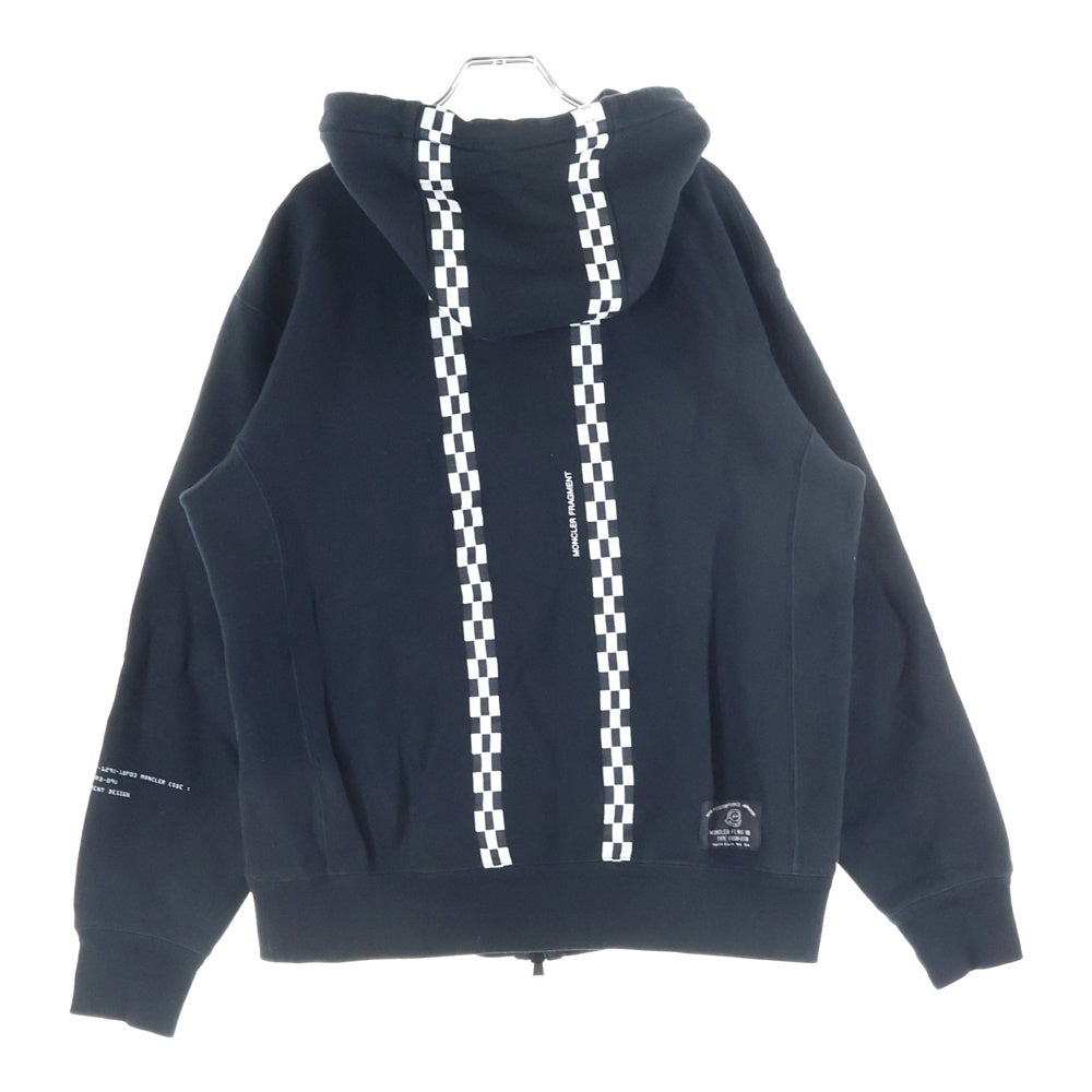 MONCLER(モンクレール) 19AW×FRAGMENT DESIGN ZIP HOODIE MAGLIA バックプリント ピンズ付き ジップアップ スウェット フーデット パーカー ブラック E209U8200150