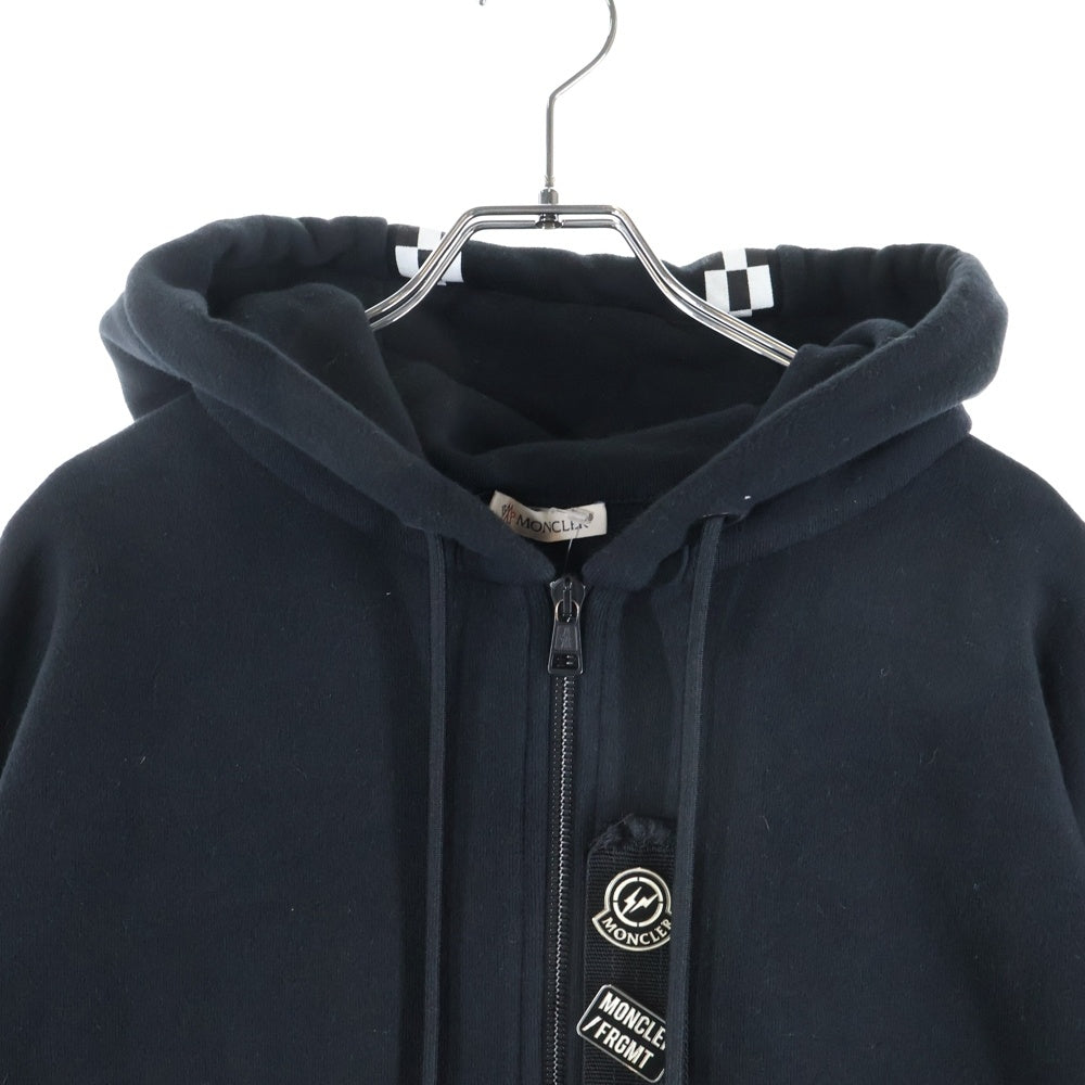 MONCLER(モンクレール) 19AW×FRAGMENT DESIGN ZIP HOODIE MAGLIA バックプリント ピンズ付き ジップアップ スウェット フーデット パーカー ブラック E209U8200150