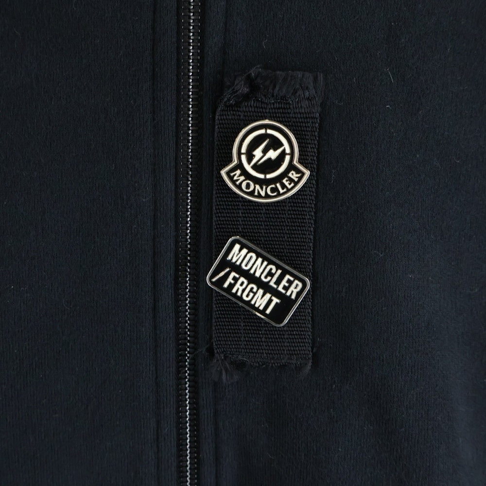 MONCLER(モンクレール) 19AW×FRAGMENT DESIGN ZIP HOODIE MAGLIA バックプリント ピンズ付き ジップアップ スウェット フーデット パーカー ブラック E209U8200150