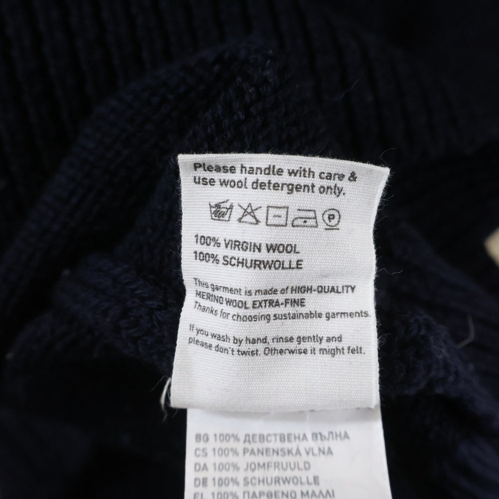 NO BRAND(ノーブランド) Merz b.Schwanen メルツベーシュバーネン GOOD BASICS グッドベーシック ウール クルーネックニット セーター ネイビー