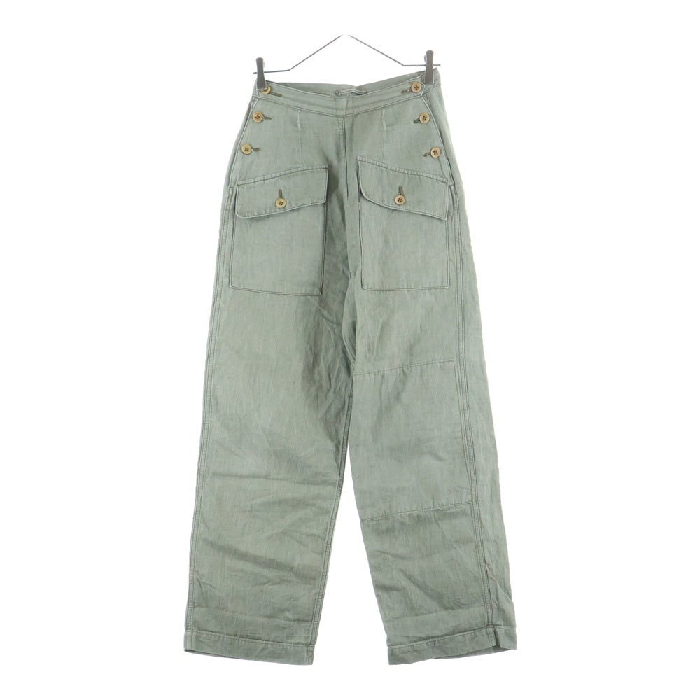 NIGEL CABOURN(ナイジェルケーボン) WOMAN ウーマン サイドボタンフライ ハイウエストストレートパンツ レディース カーキ