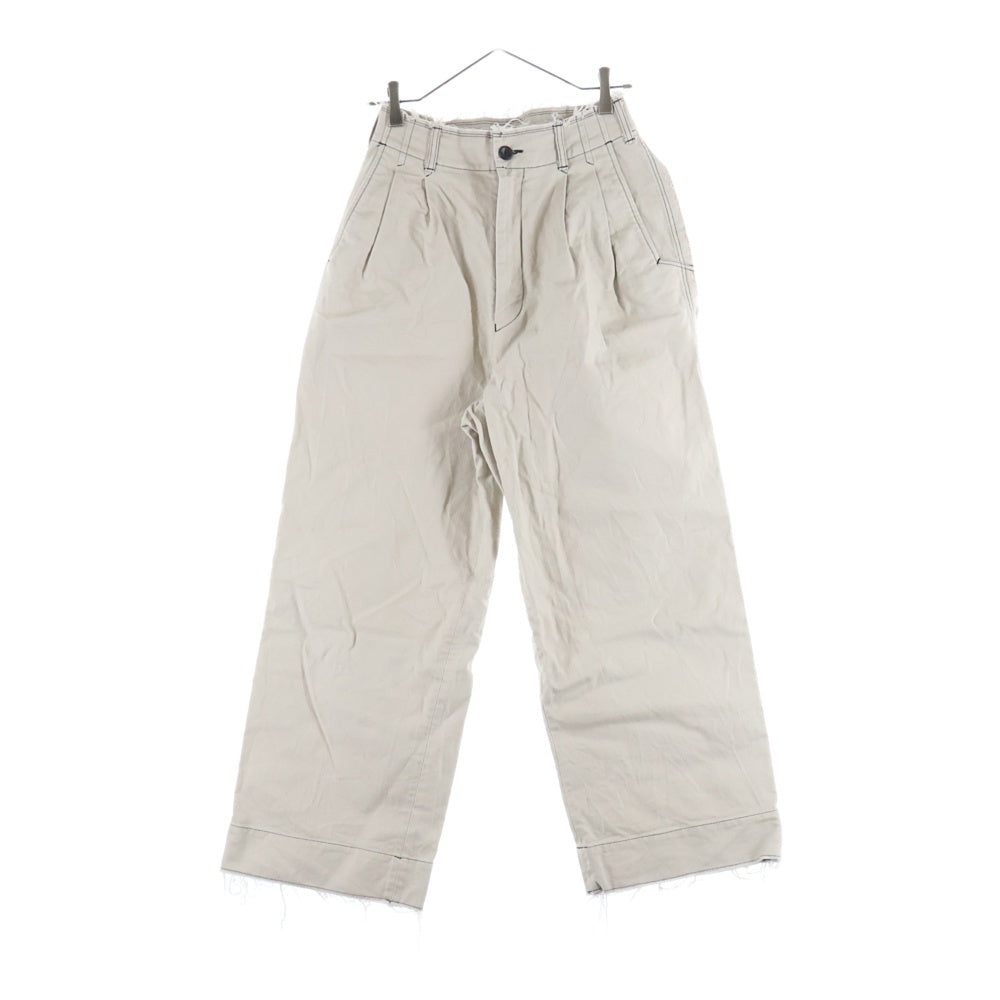 YOKE(ヨーク) 22SS CUT-OFF 2PLEATED WIDE TROUSERS カットオフ 2プリーツドワイドトラウザー パンツ ベージュ YK22SS0313P