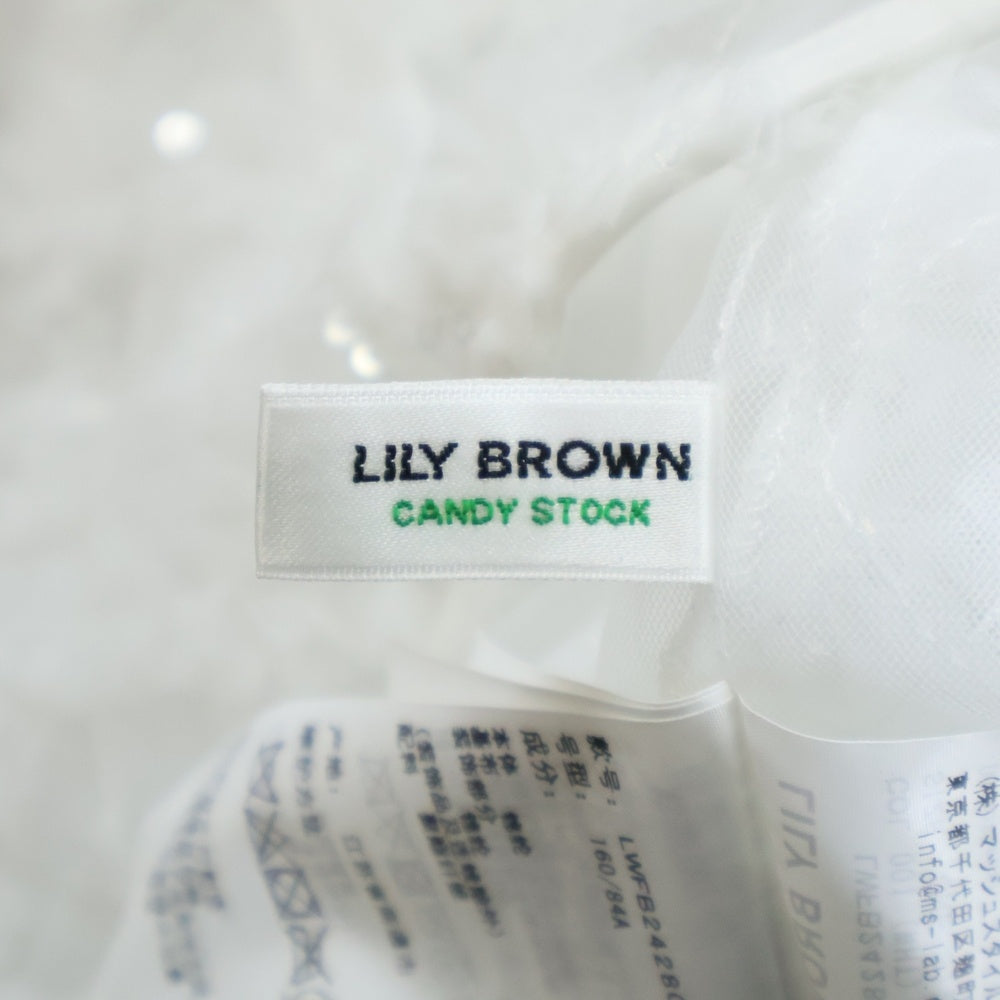 Lily Brown(リリーブラウン) ボウタイビジューブラウス 半袖シャツ ホワイト レディース LWFB242804