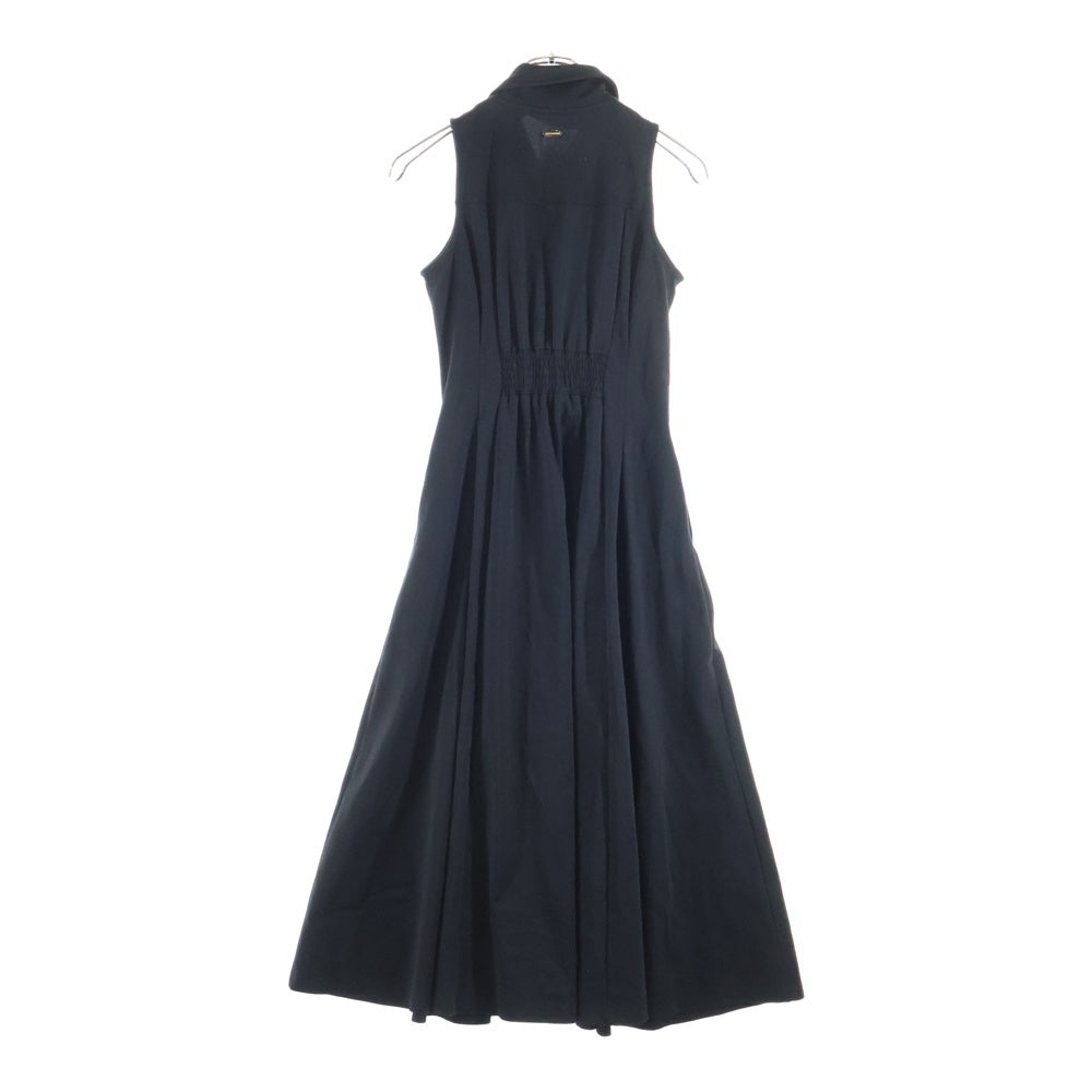 NO BRAND(ノーブランド) AND COUTURE アンドクチュール センタージップ コットンポリ ノースリーブ ロングワンピース ブラック レディース 09-2515300642