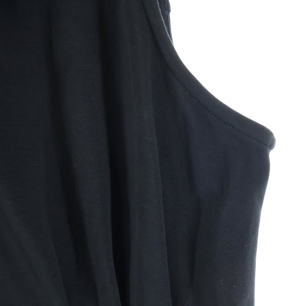 NO BRAND(ノーブランド) AND COUTURE アンドクチュール センタージップ コットンポリ ノースリーブ ロングワンピース ブラック レディース 09-2515300642