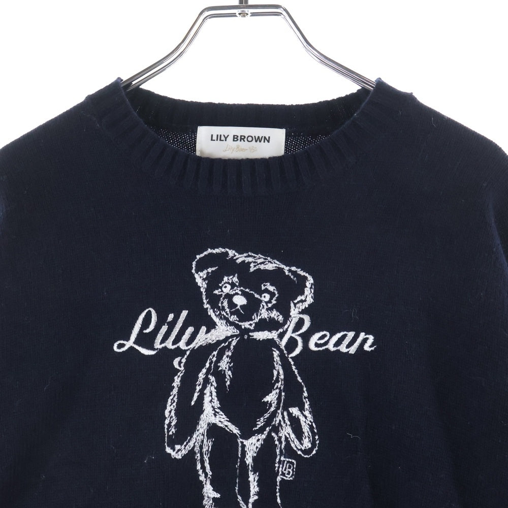Lily Brown(リリーブラウン) LILY BEAR リリーベア エンブロイダリーニットトップス セーター ネイビー レディース LWNT254096