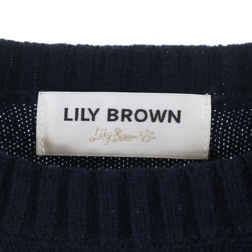Lily Brown(リリーブラウン) LILY BEAR リリーベア エンブロイダリーニットトップス セーター ネイビー レディース LWNT254096