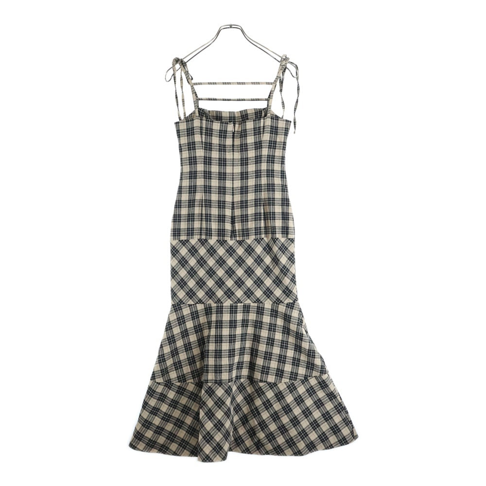 NO BRAND(ノーブランド) ANDMARY アンドマリー CECILY CHECK LONG DRESS セシリー チェック キャミロングドレス ベージュ レディース AM0828