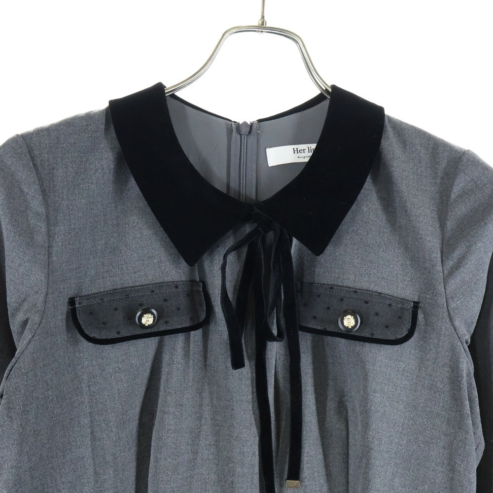 Her lip to(ハーリップトゥ) GARNIER PLEATED DRESS ガルニエ プリーツド ドッキングドレス グレー/ブラック レディース 1244305156