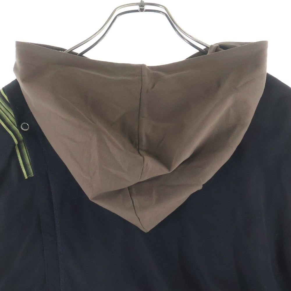 KIKO KOSTADINOV(キココスタディノフ) 25SS INEX HOODED TOP イネックス フーデッド トップ レイヤード 斜めボタン プルオーバーパーカー ブラック/ブラウン 00182025