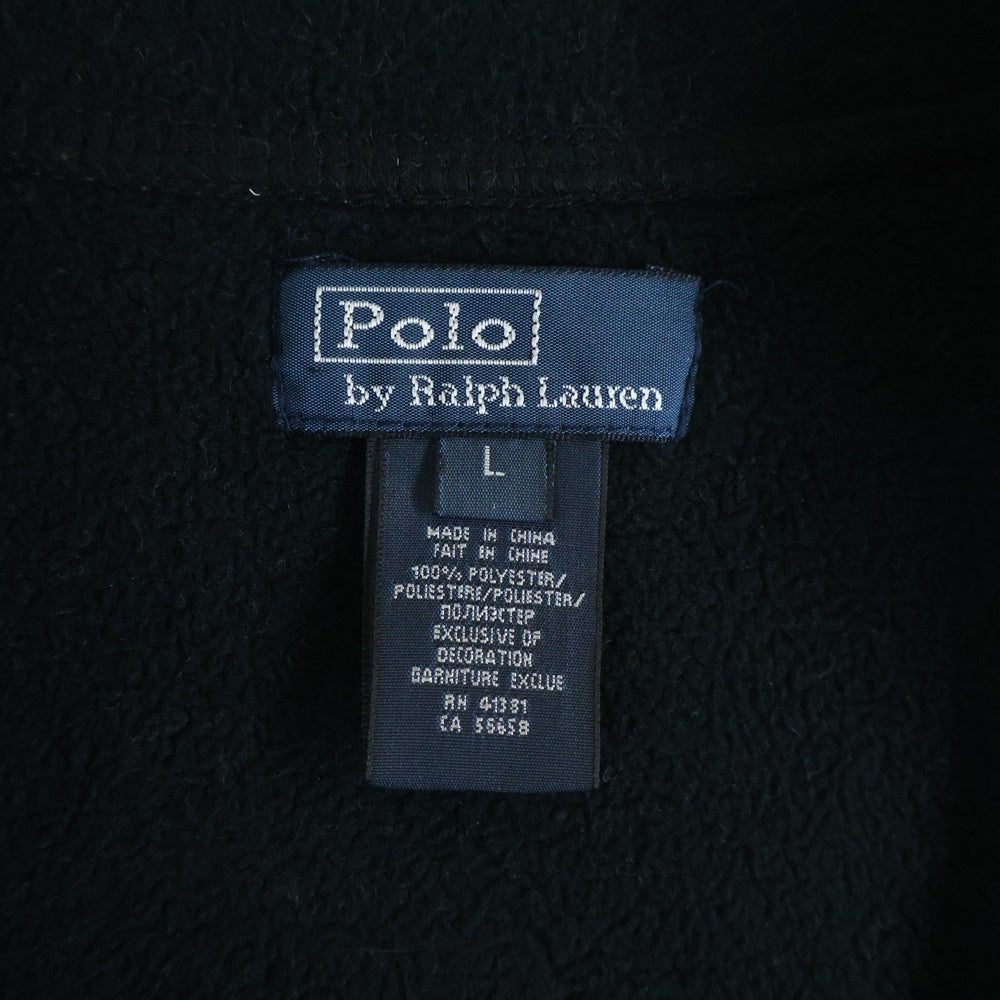 POLO RALPH LAUREN(ポロラルフローレン) 胸エンブロイダリーデザイン ダブルポケット ジップアップ ボアベスト ブラック 323164624